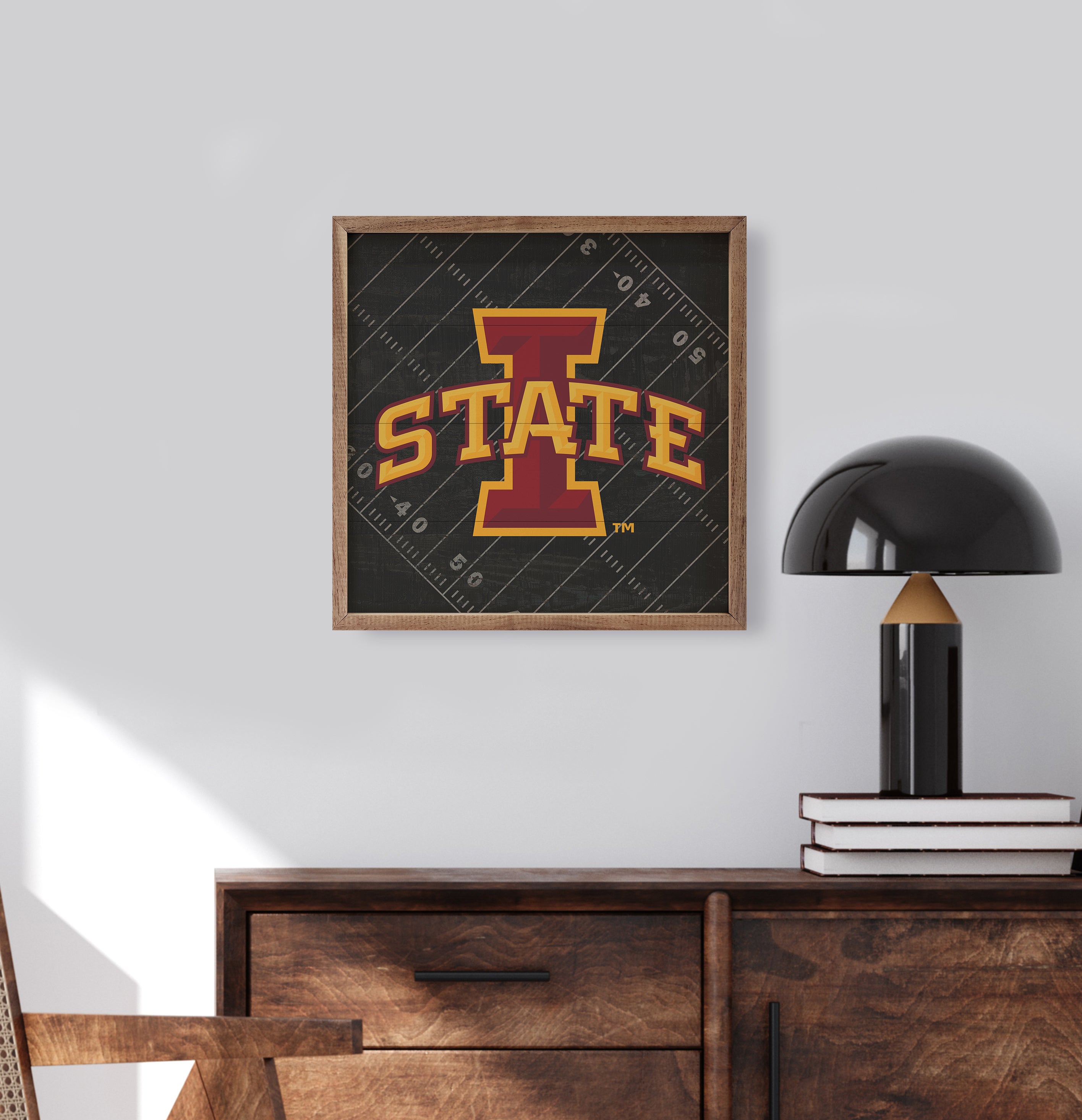 Black Football Field Iowa State 16x16 / White