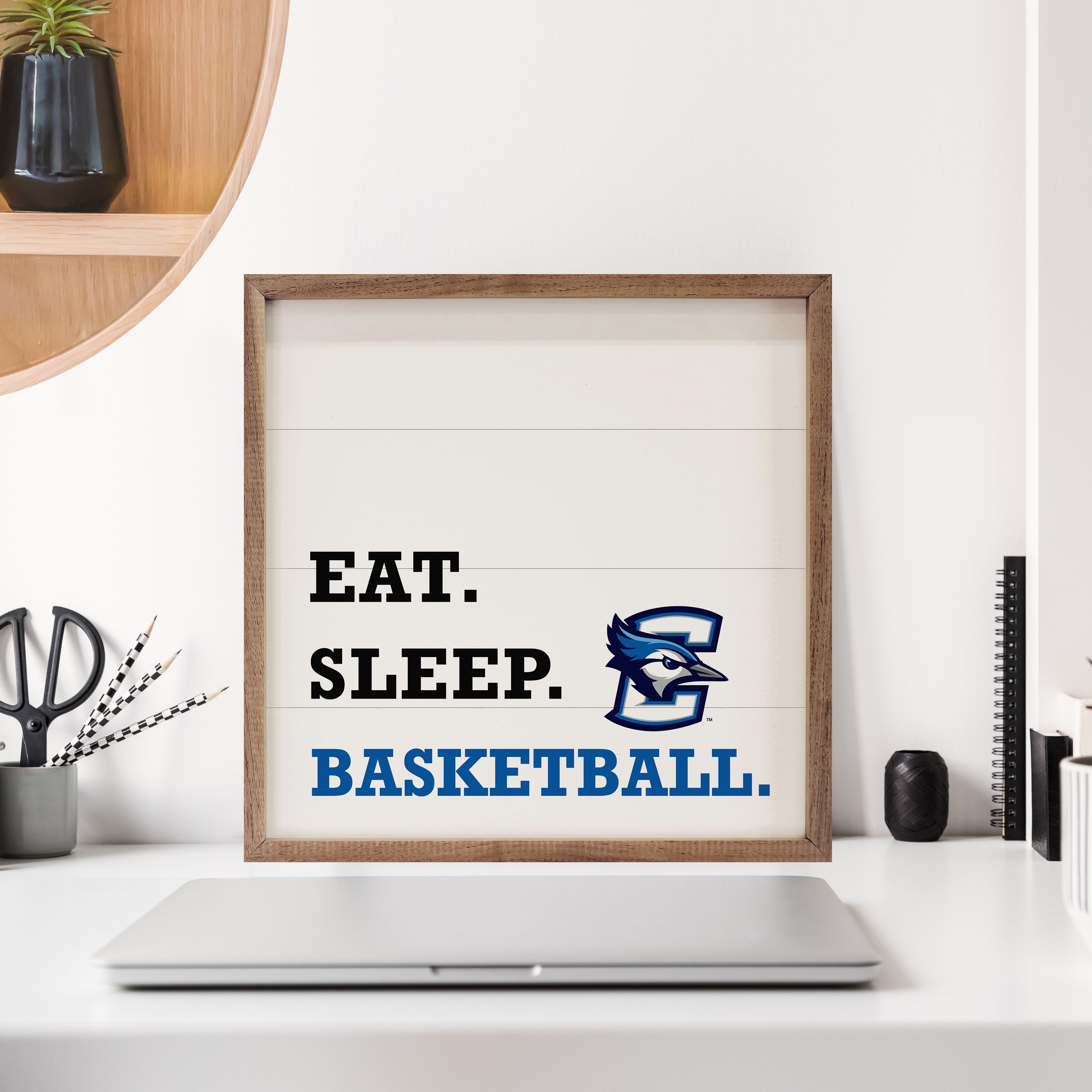 Eat Sleep Basketball Creighton 16x16 / White