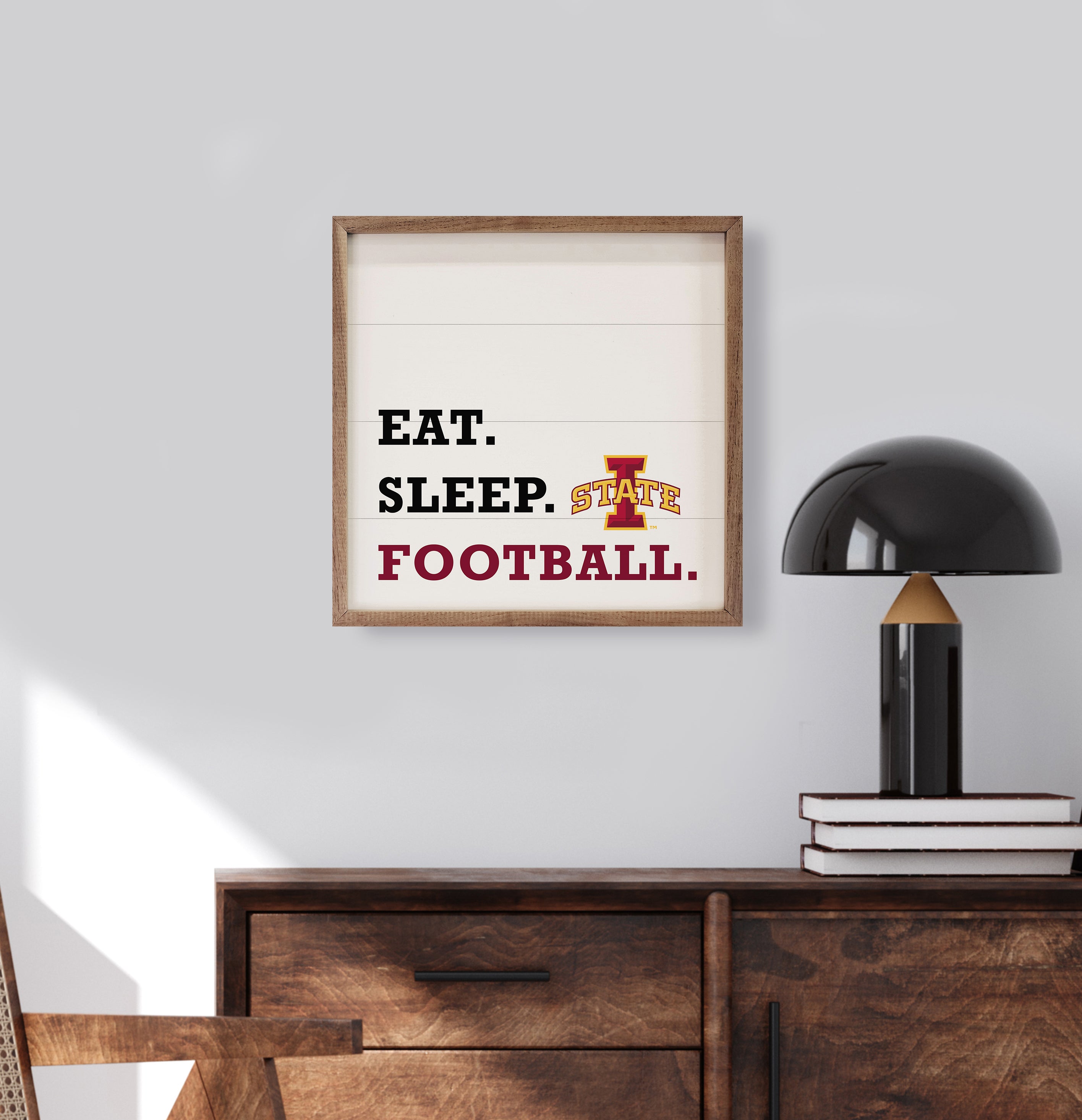 Eat Sleep Football Iowa State 16x16 / White