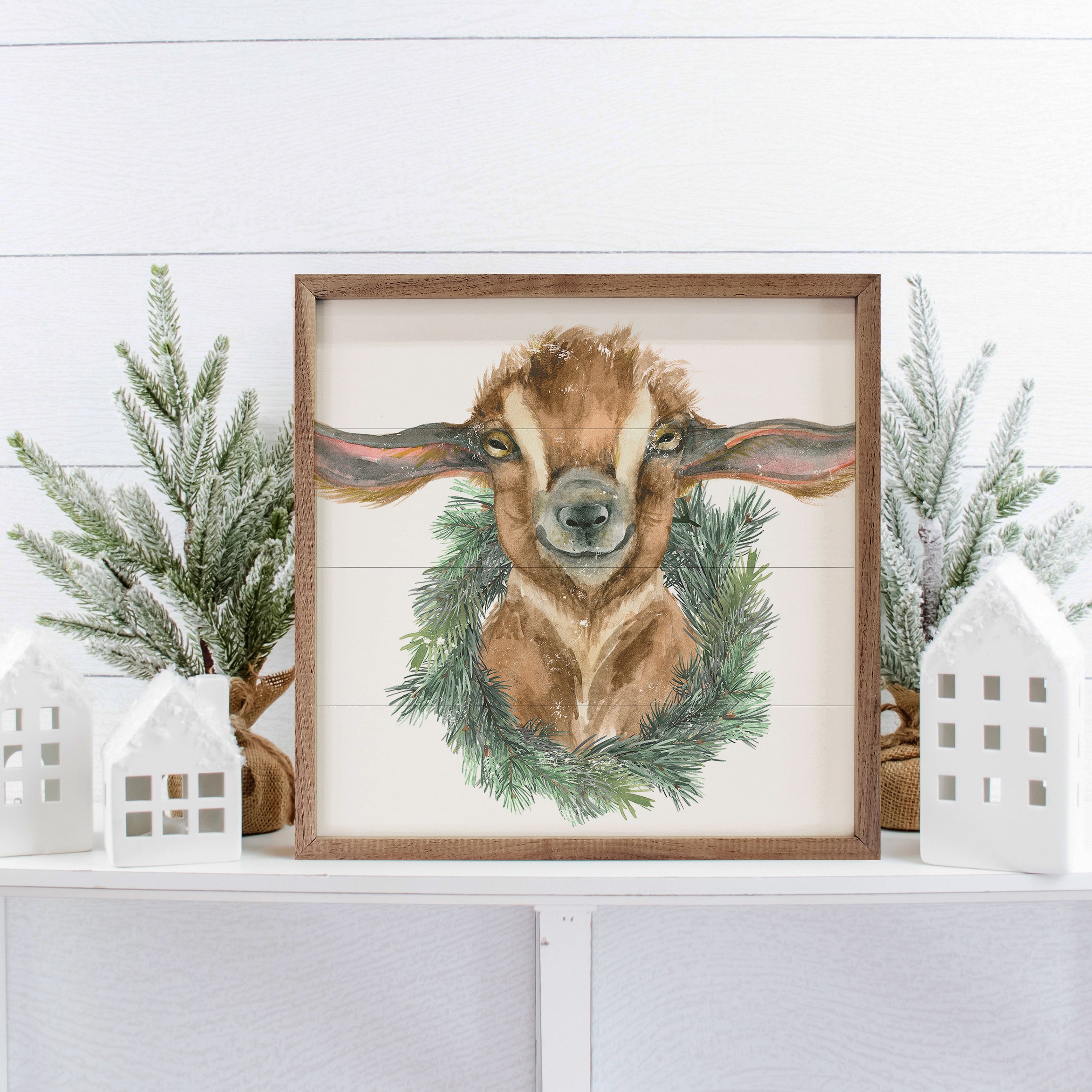 Goat Wreath White 16x16 / White