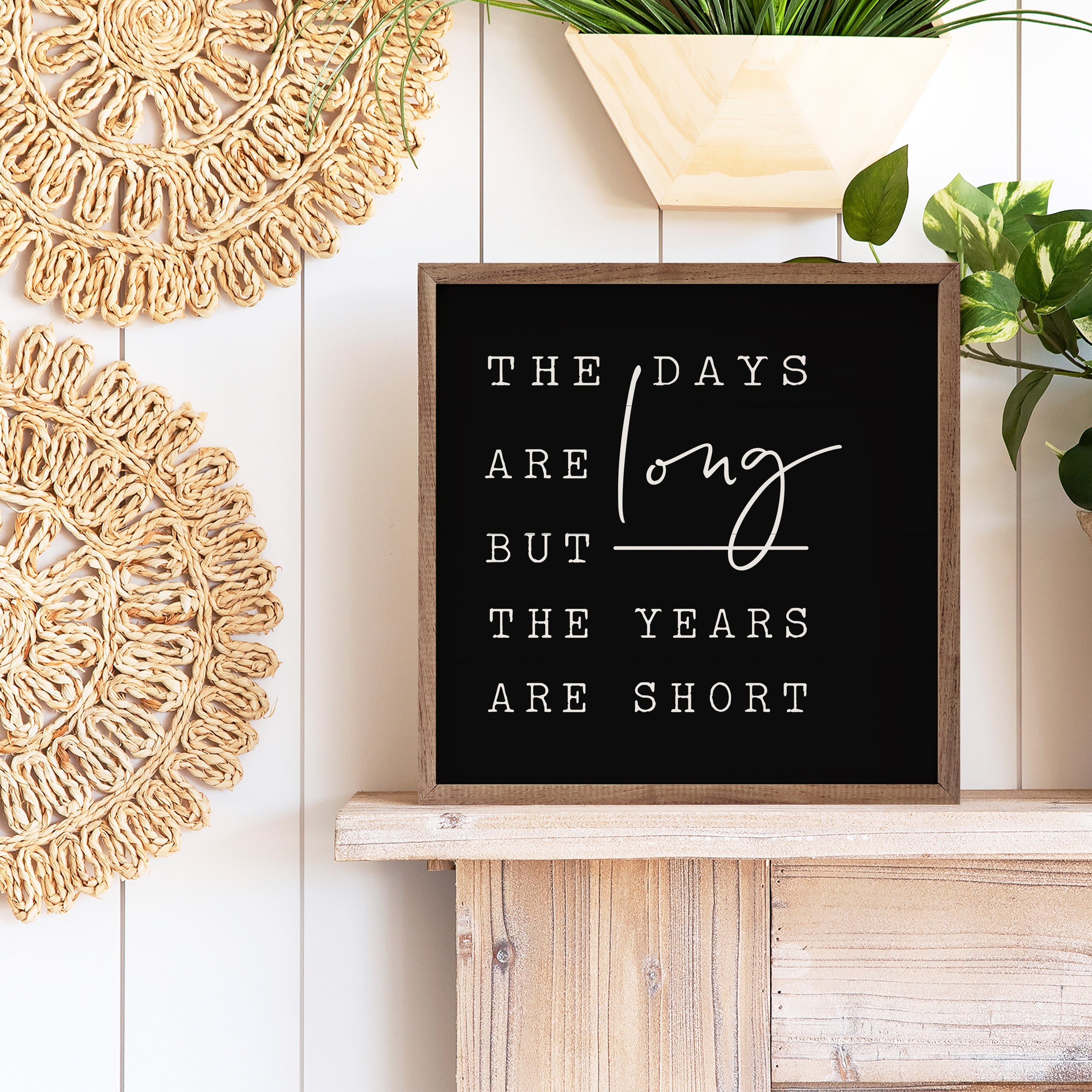 The Days Are Long Black 16x16 / Black