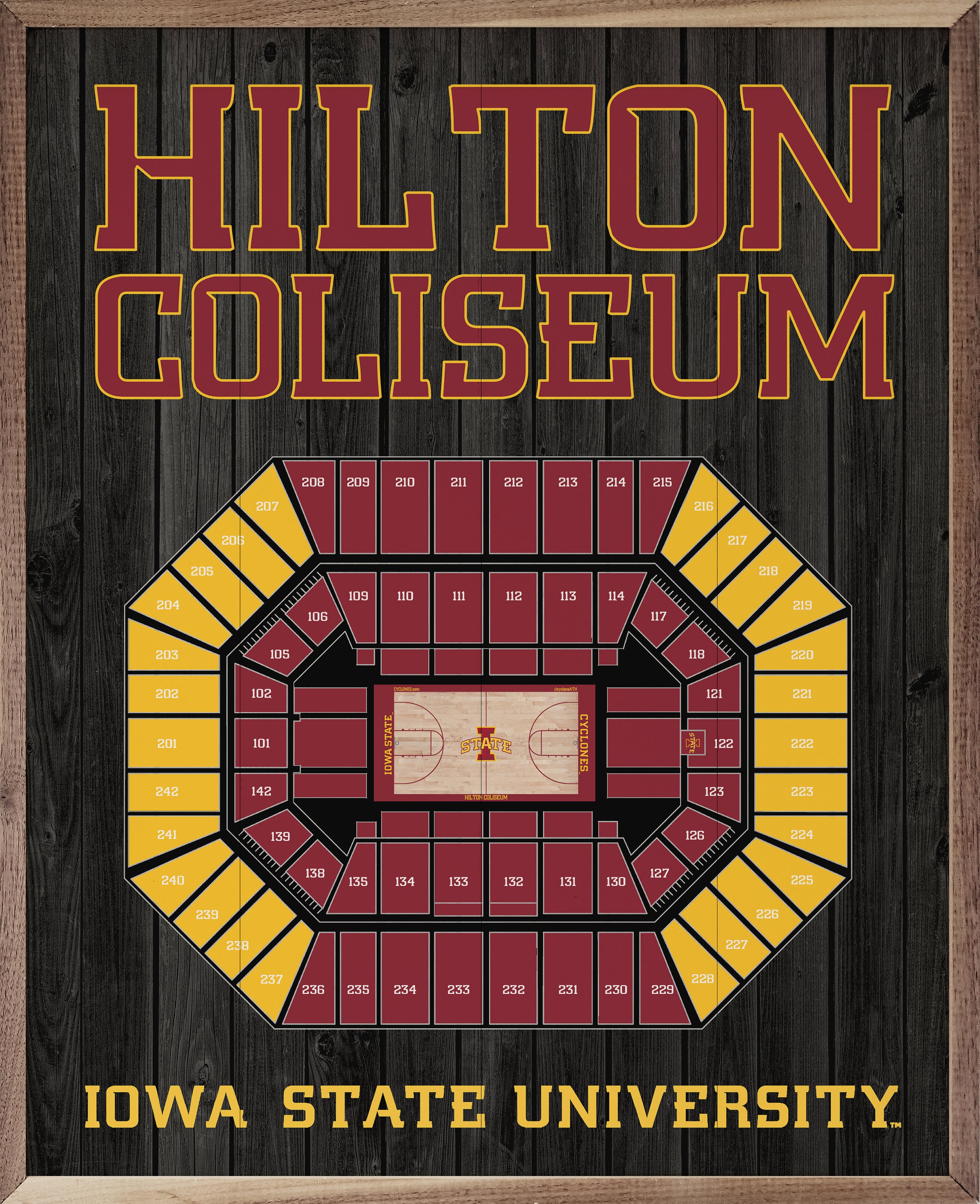 Stadium Seating Basketball Black Iowa State 16x20 / Black