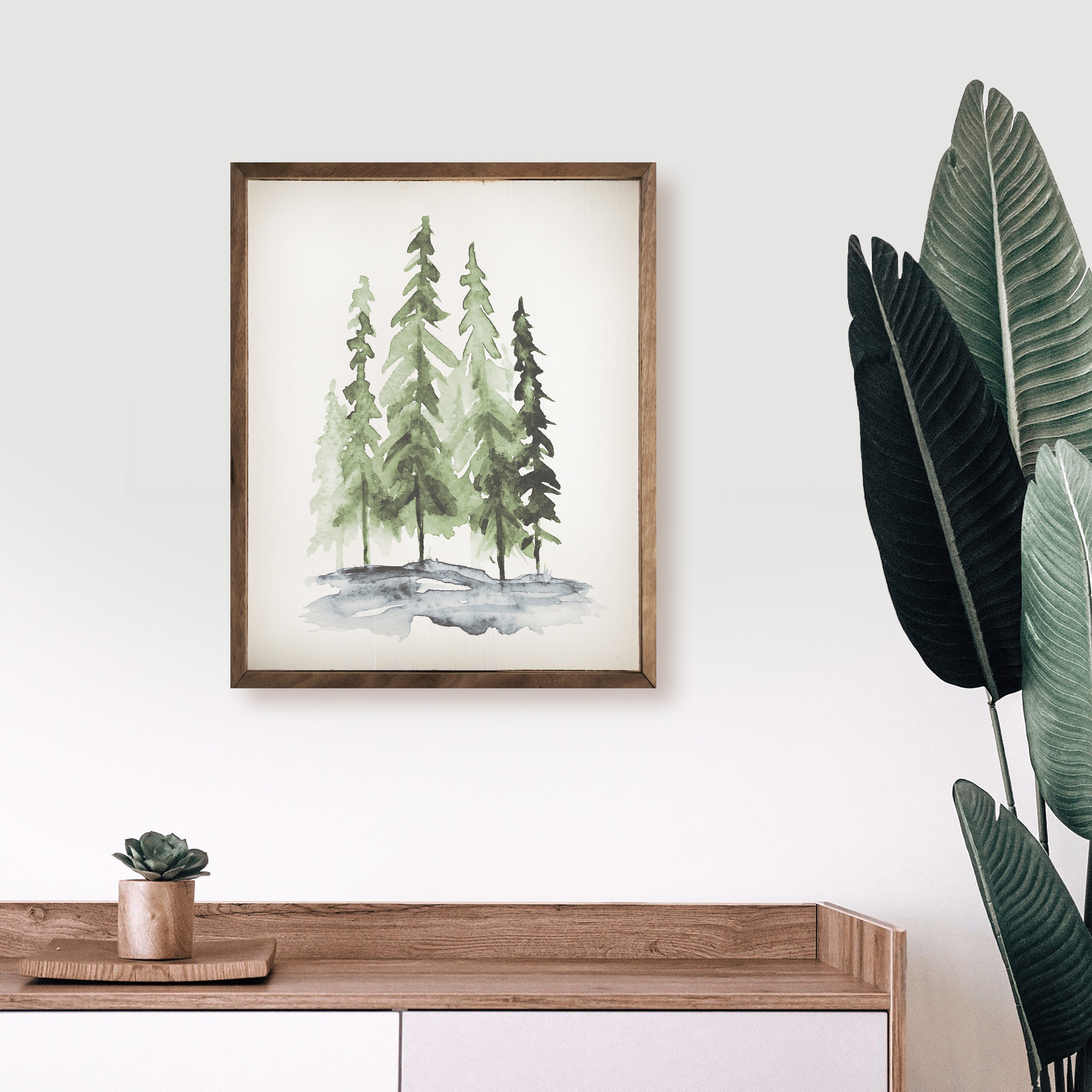 Watercolor Pines 16x20 / White