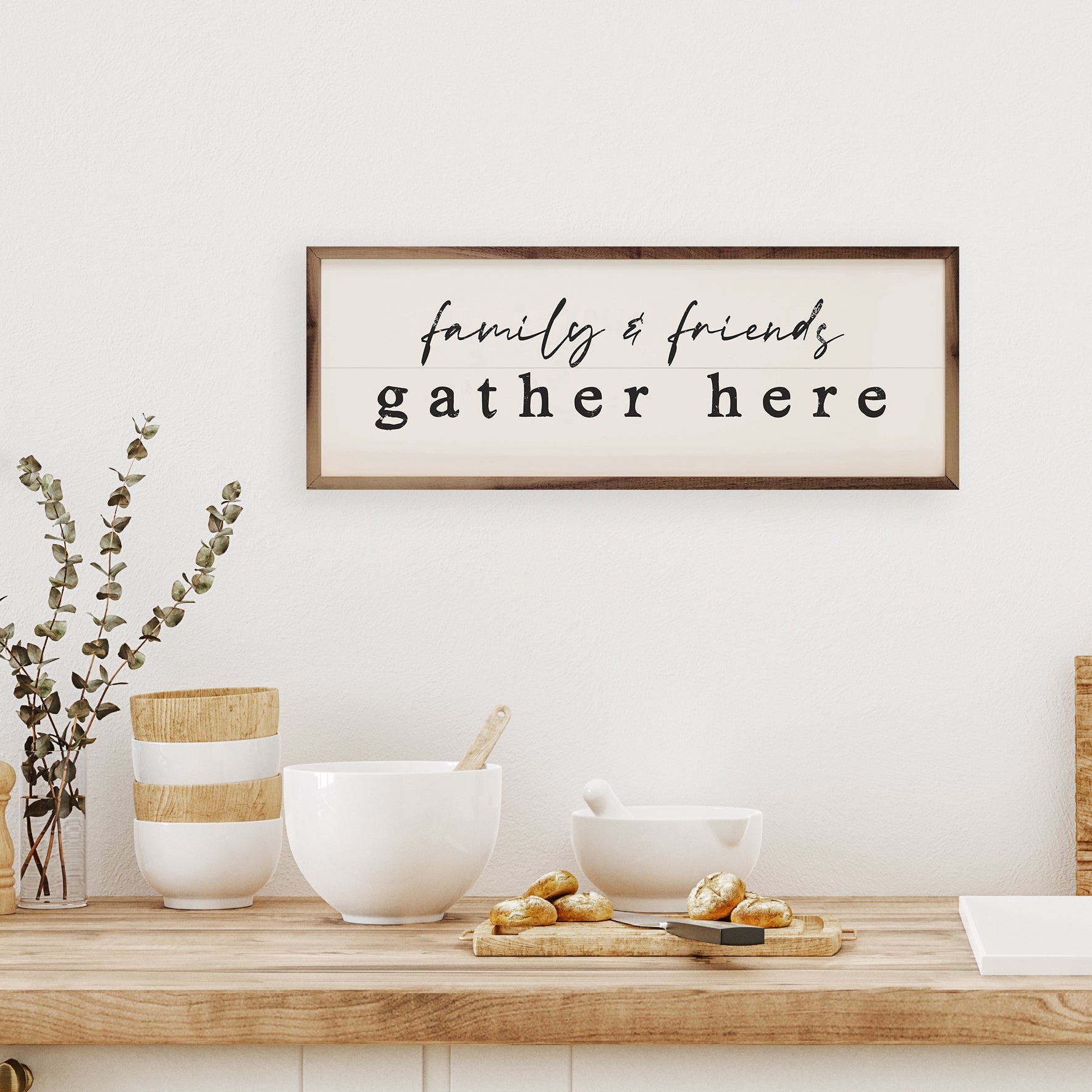 Family And Friends Gather Here White 24x8 / White