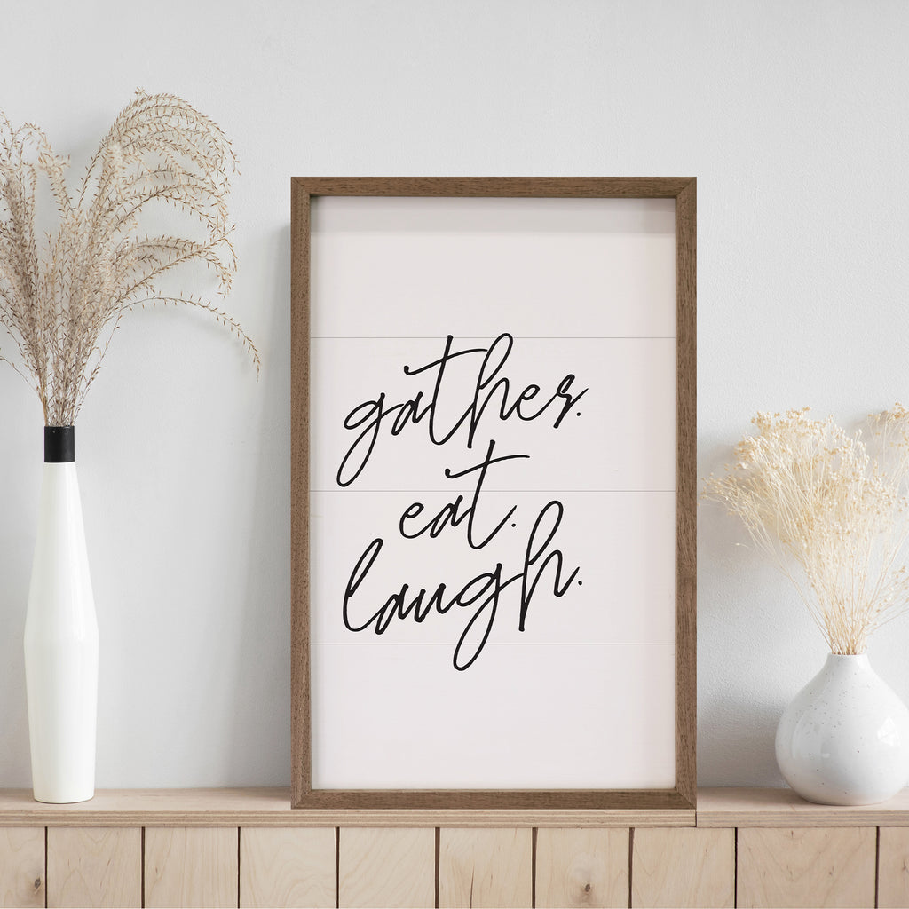 Gather Eat Laugh Script 10x16 / White