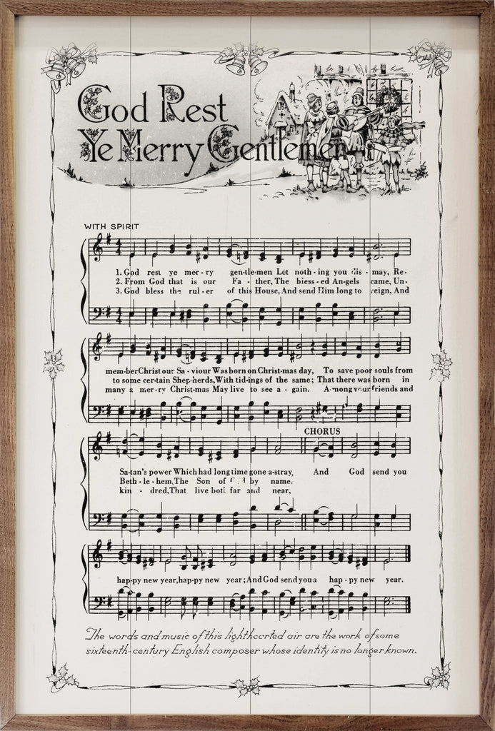 God Rest Ye Merry Gentlemen Sheet Music 10x16 / White