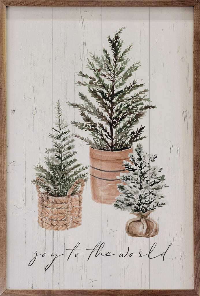 Joy To The World Three Trees 10x16 / Whitewash