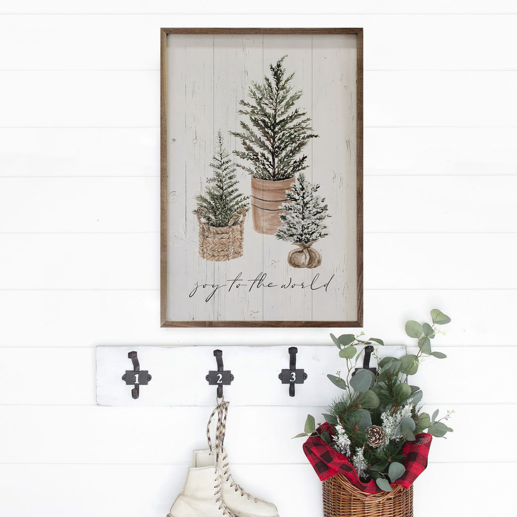 Joy To The World Three Trees 10x16 / Whitewash