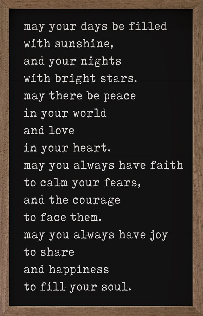 May Your Days Be Filled Vertical Black 10x16 / Black