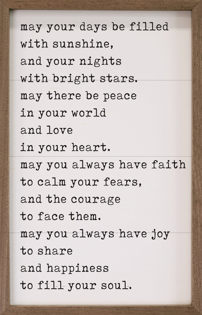 May Your Days Be Filled Vertical White 10x16 / White