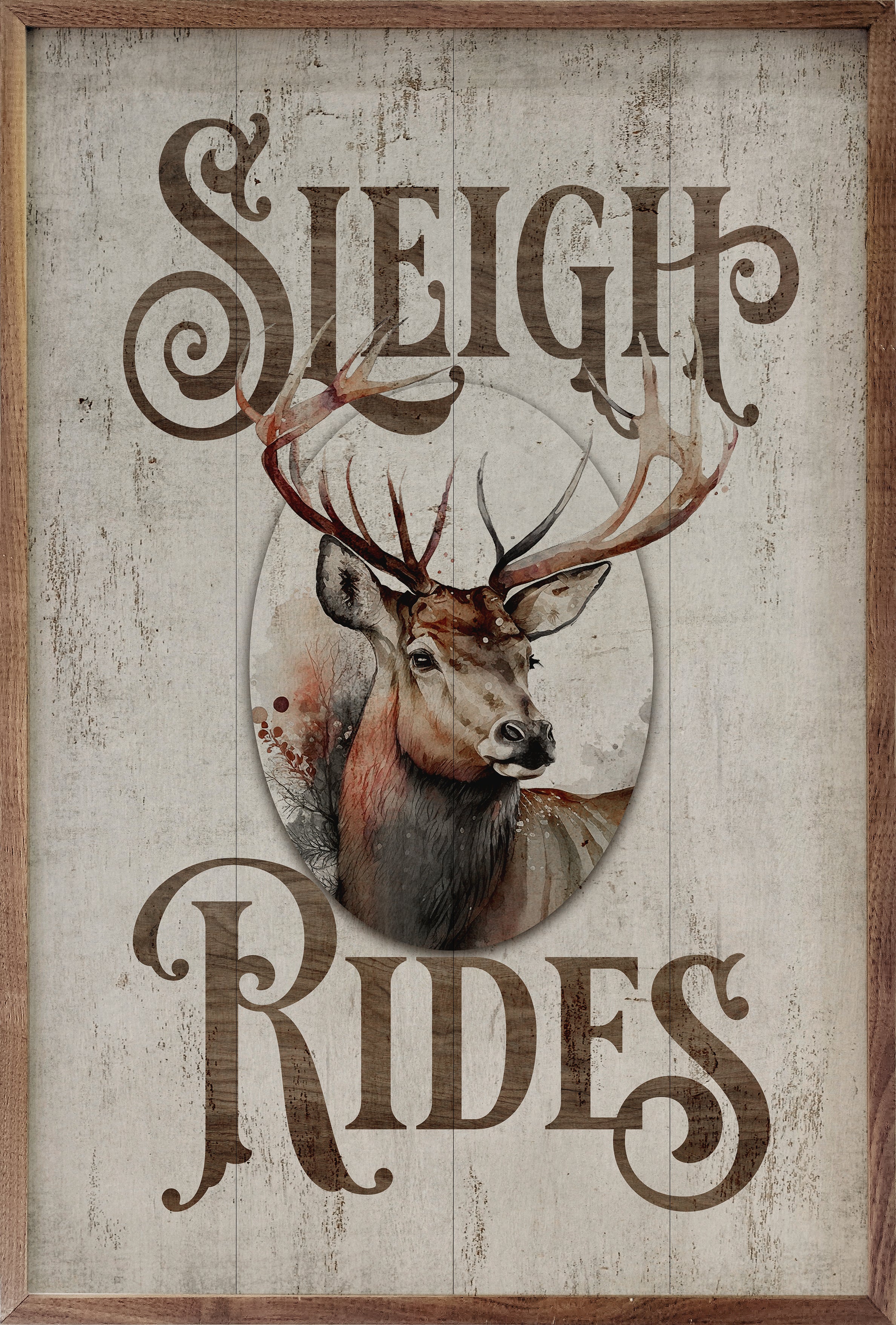 Sleigh Rides Reindeer Classic Whitewash 10x16 / Whitewash