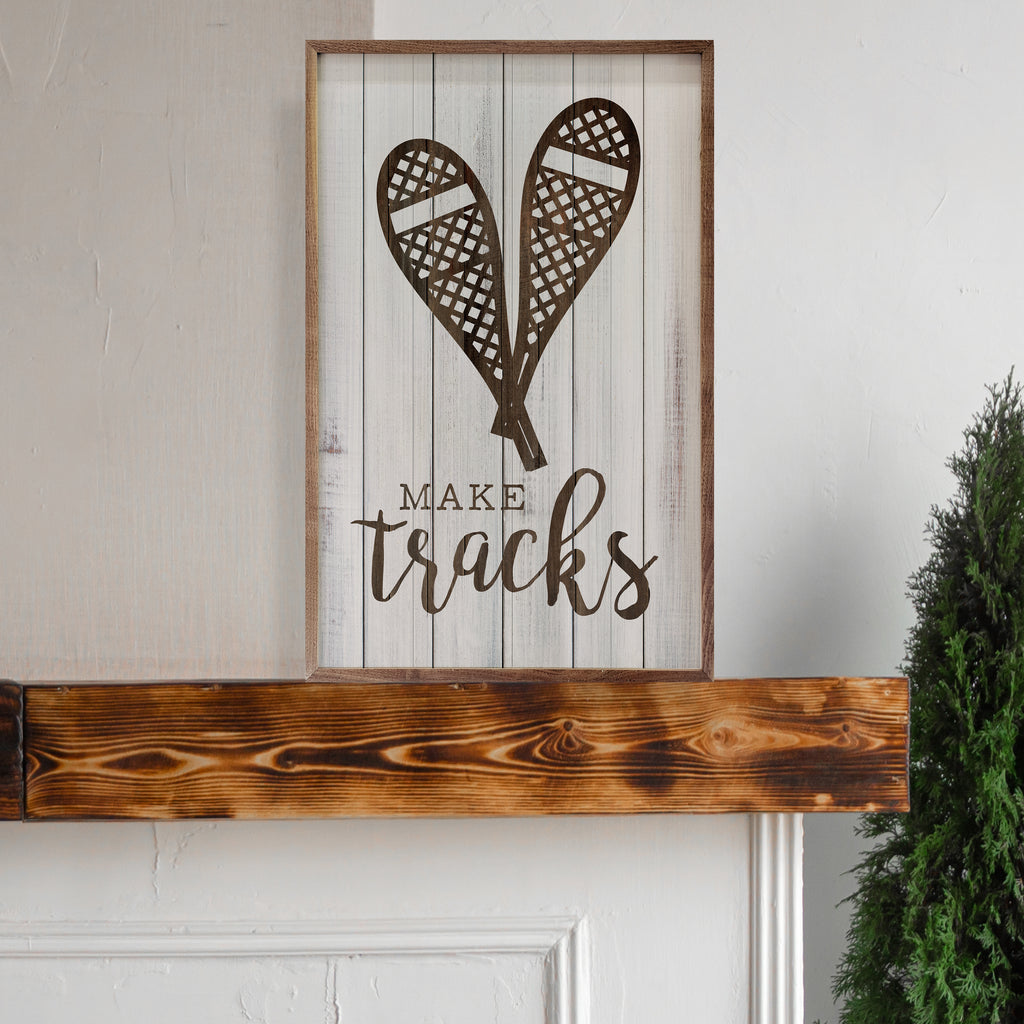Snowshoes Make Tracks Whitewash 10x16 / Whitewash