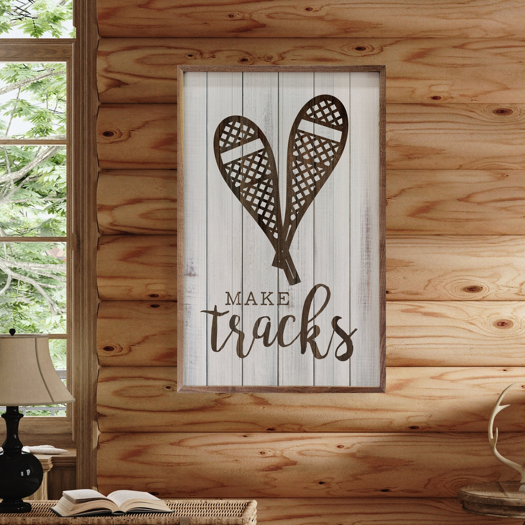 Snowshoes Make Tracks Whitewash 10x16 / Whitewash