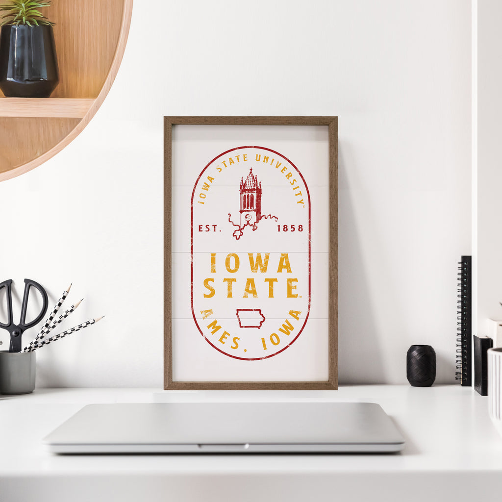 Stamp Poster Campanile Iowa State 10x16 / White