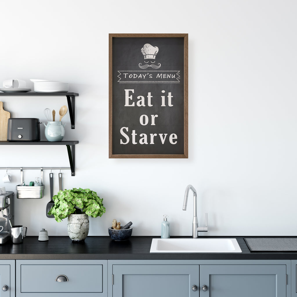 Today's Menu Eat It Or Starve Chef Black 10x16 / Black