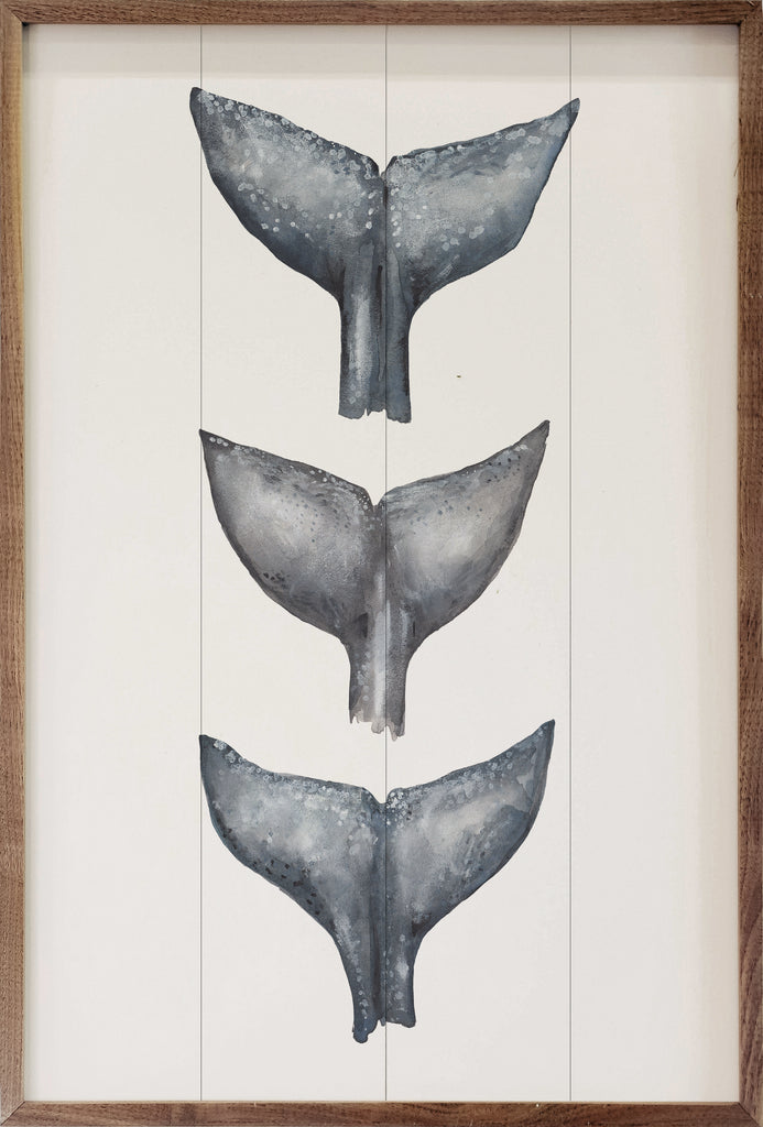 Whale Tail Trio Painting By Emily Wood 16x10 / Multi-Color