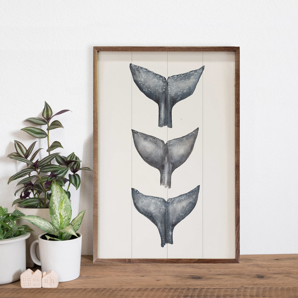 Whale Tail Trio Painting By Emily Wood 16x10 / Multi-Color