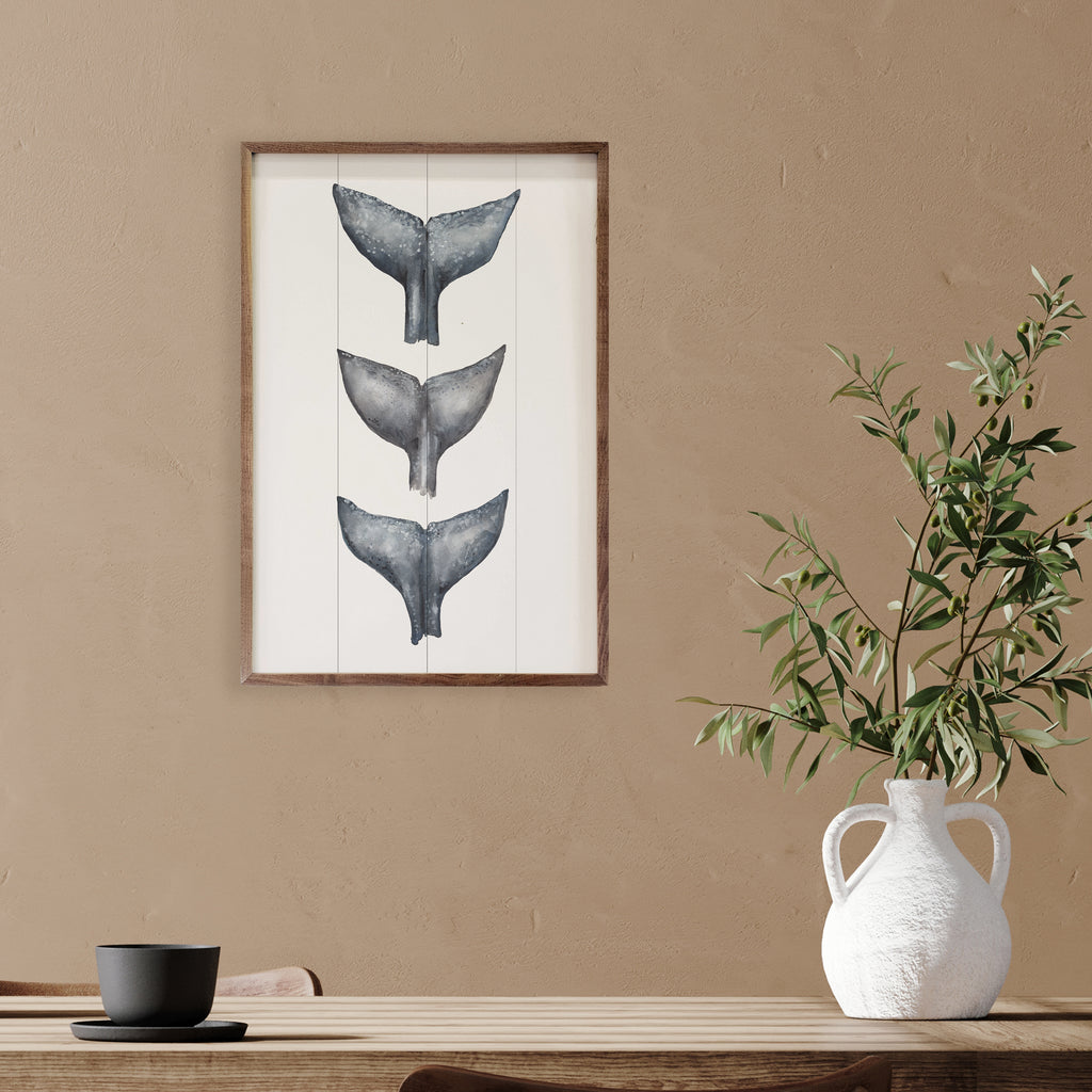 Whale Tail Trio Painting By Emily Wood 16x10 / Multi-Color
