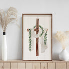 Wooden Cross With Draping Scarf 10x16 / White