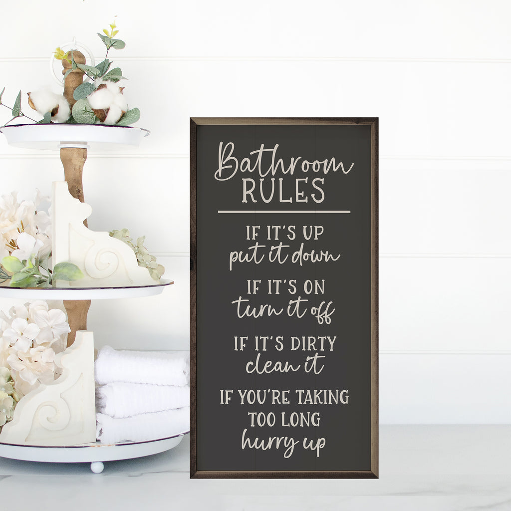 Bathroom Rules Black 12x24 / Black