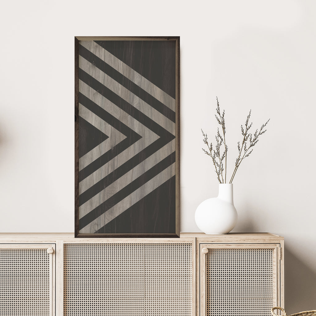 Black And Wood Stripes 24x12 / Black