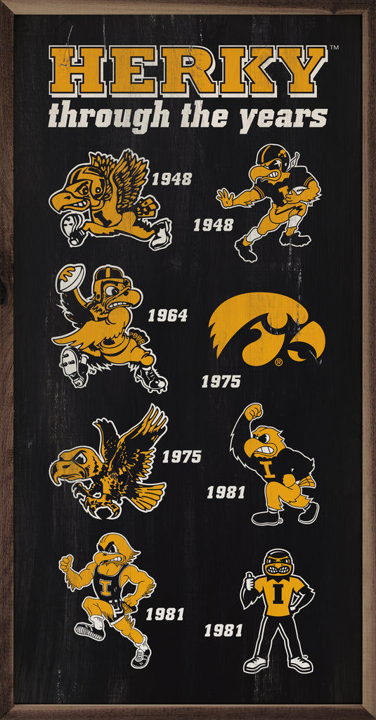 Herky Through The Years Black 12x24 / Black