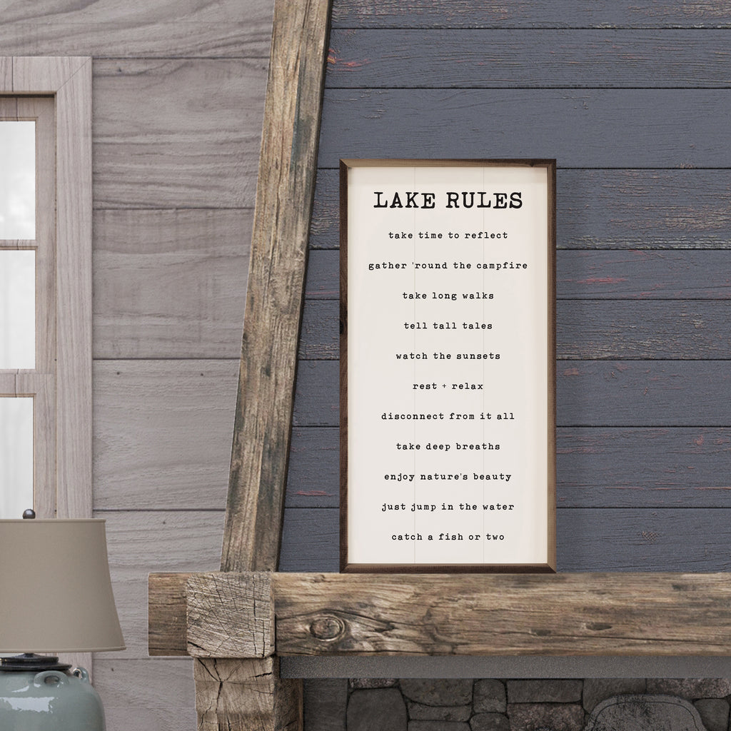 Lake Rules White 12x24 / White