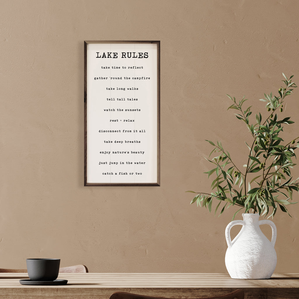 Lake Rules White 12x24 / White