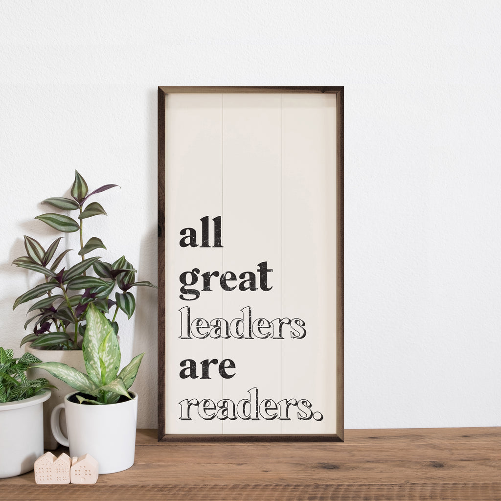 Leaders Are Readers White 12x24 / White
