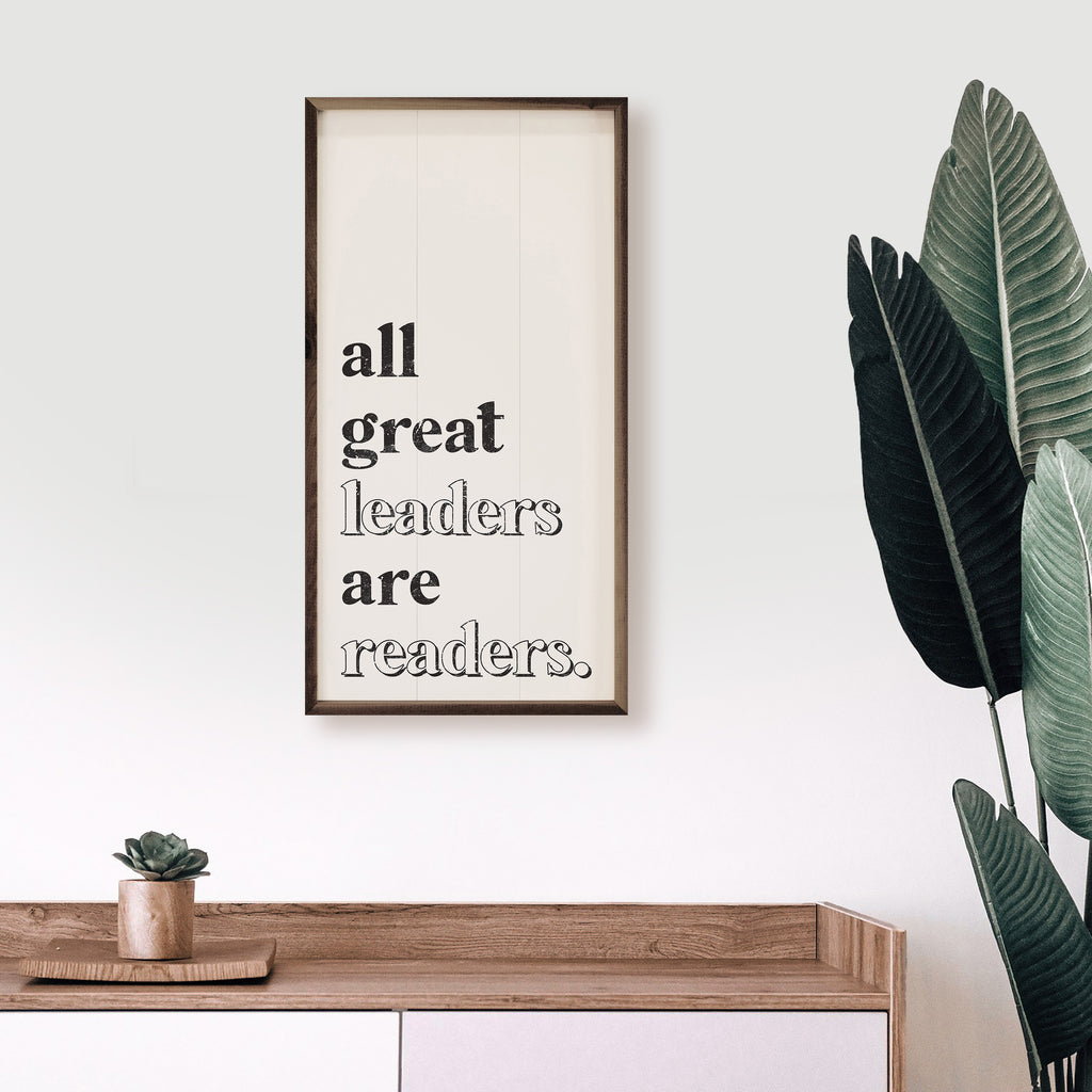 Leaders Are Readers White 12x24 / White
