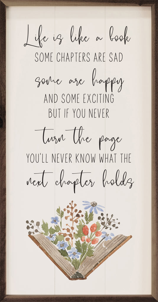 Life Is Like A Book Flowers White 12x24 / White