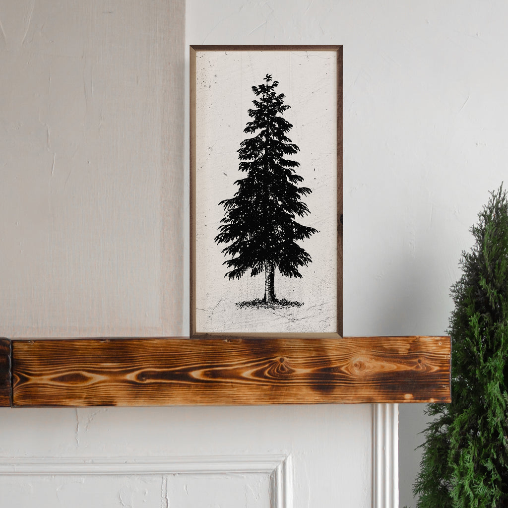 Lone Black Pine Tree 12x24 / Multi-Color