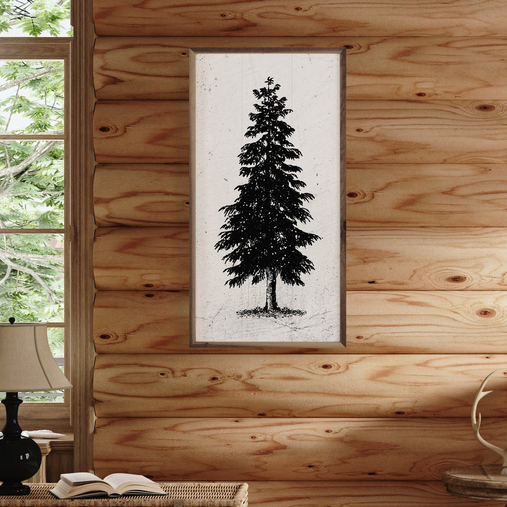 Lone Black Pine Tree 12x24 / Multi-Color
