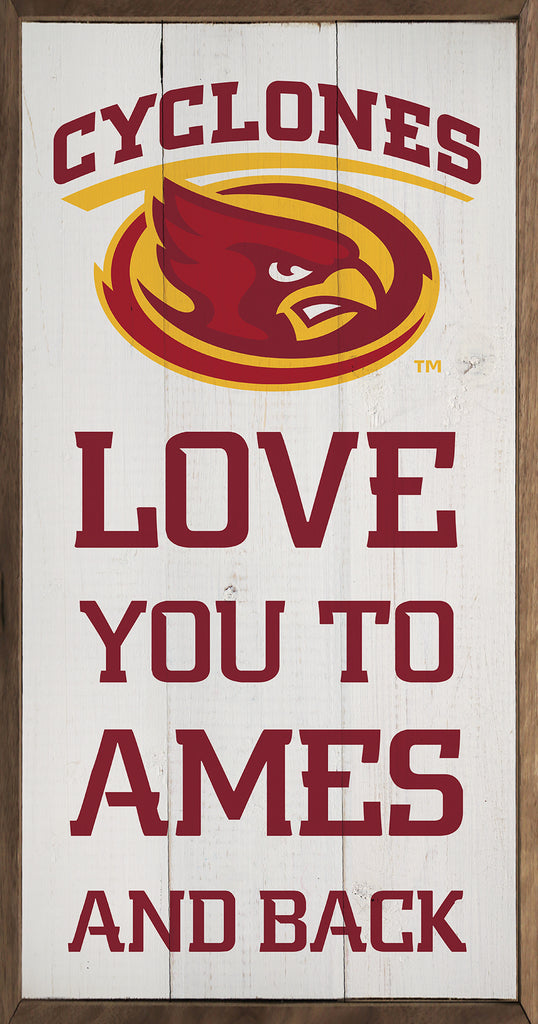 Love You And Back Iowa State 12x24 / White