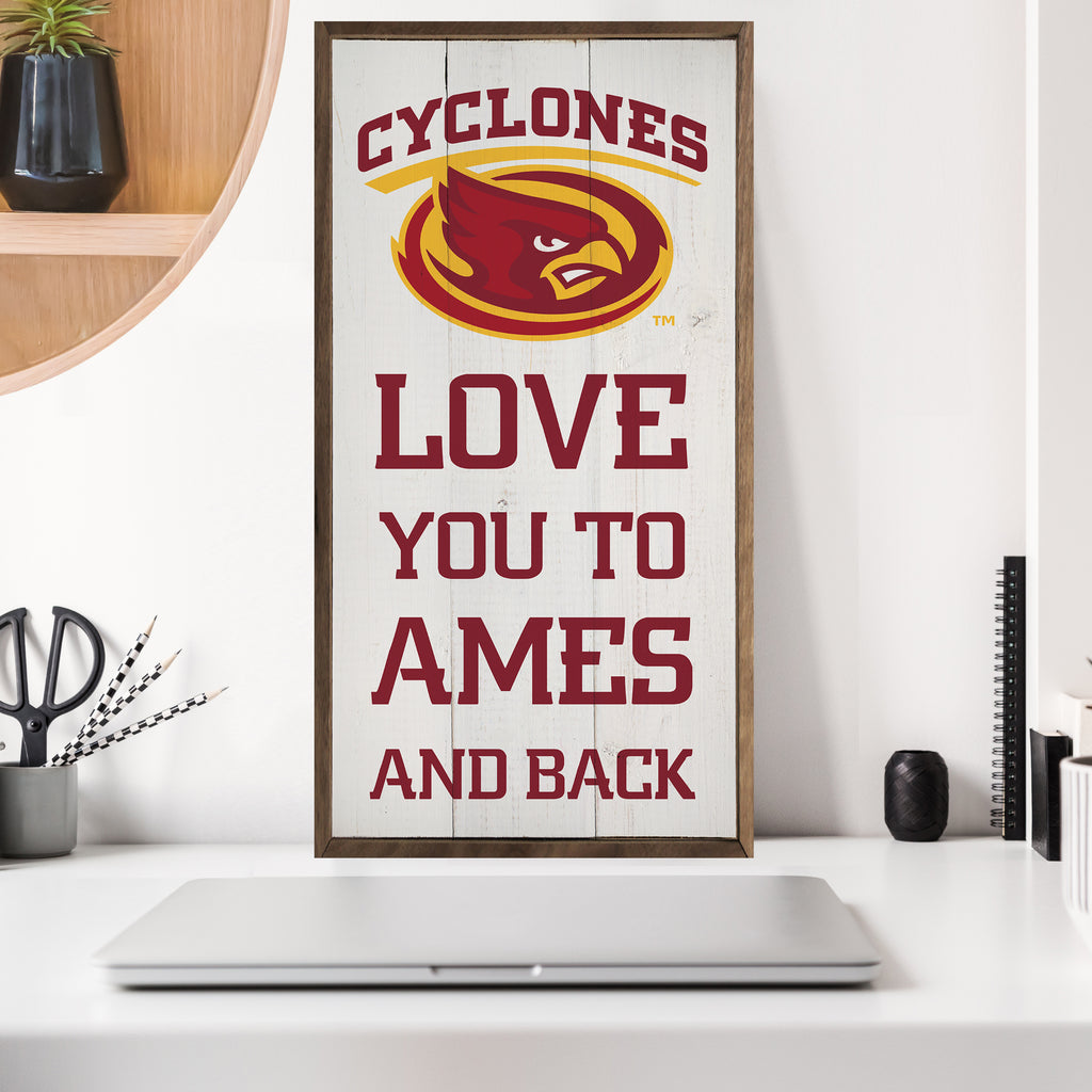 Love You And Back Iowa State 12x24 / White