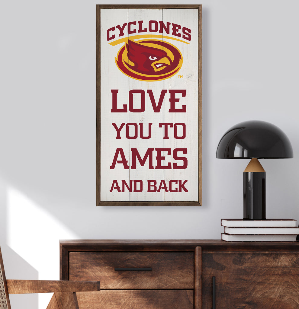 Love You And Back Iowa State 12x24 / White