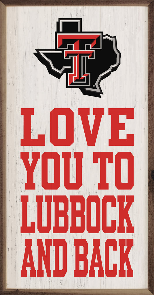 Love You And Back Texas Tech 12x24 / White