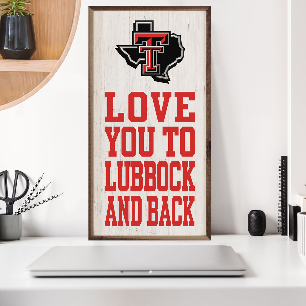 Love You And Back Texas Tech 12x24 / White
