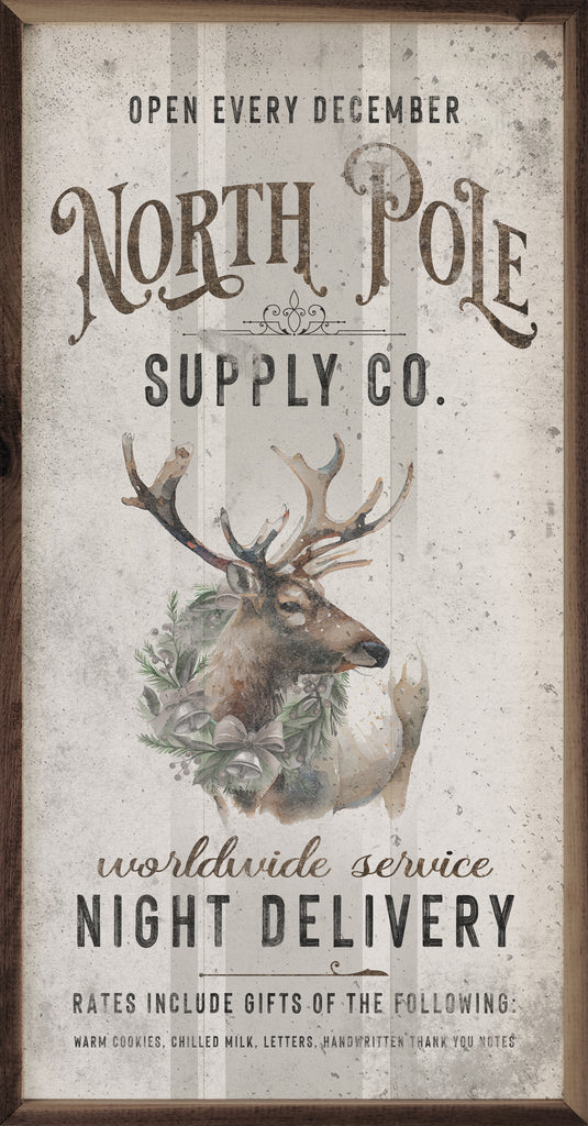 North Pole Supply Co Reindeer White 12x24 / White