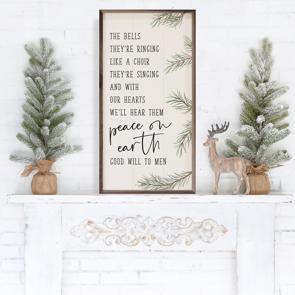 Peace On Earth Good Will To Men White 12x24 / White