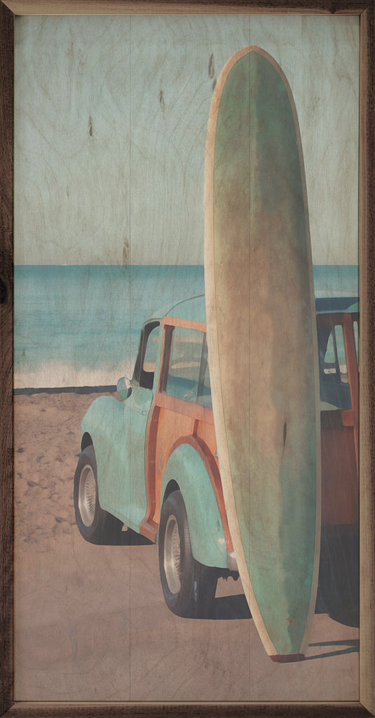 Surfboard With Truck Beach 12x24 / Multi-Color