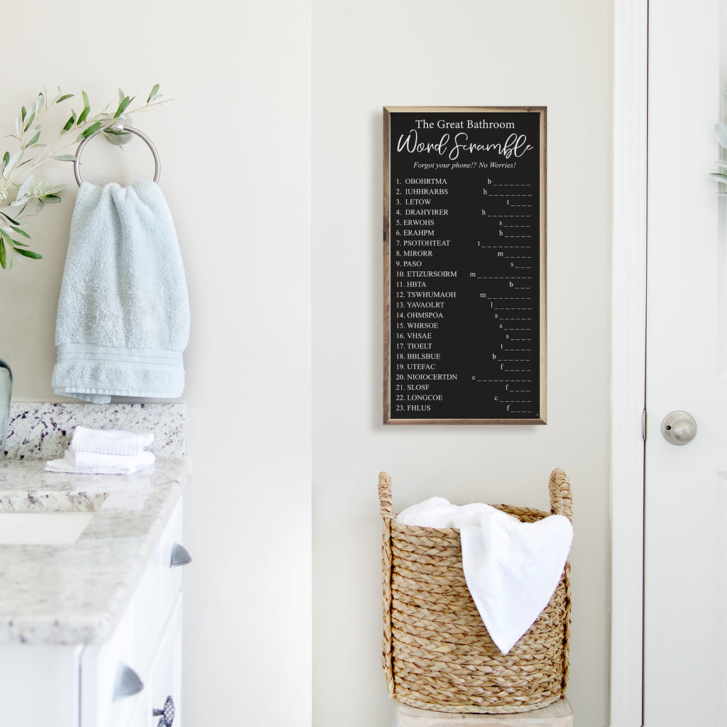 The Great Bathroom Word Scramble Black 12x24 / Black
