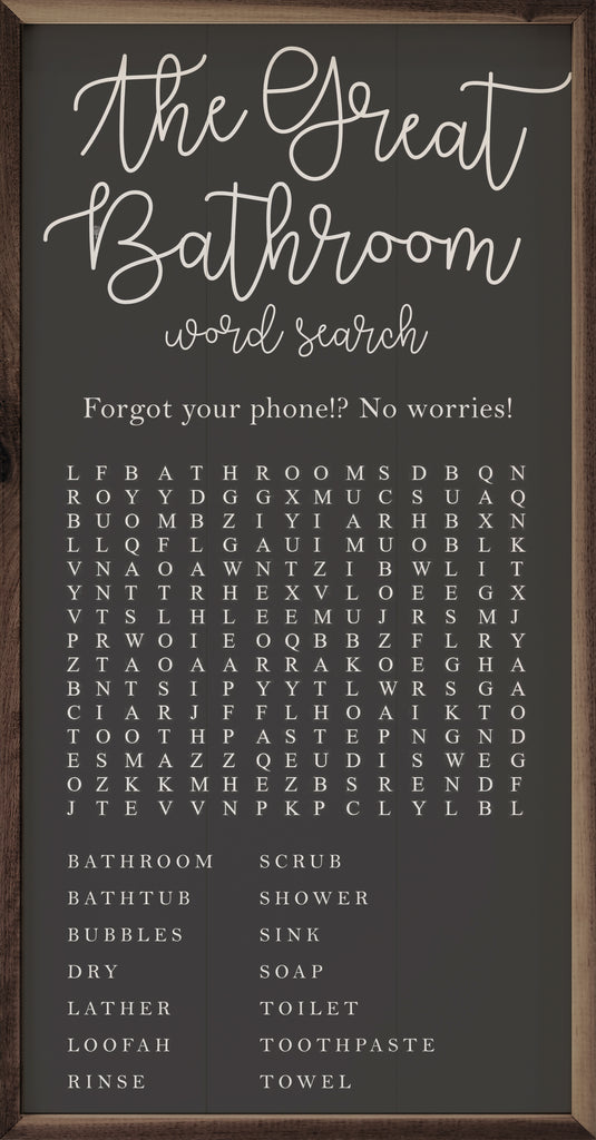 The Great Bathroom Word Search Black 12x24 / Black