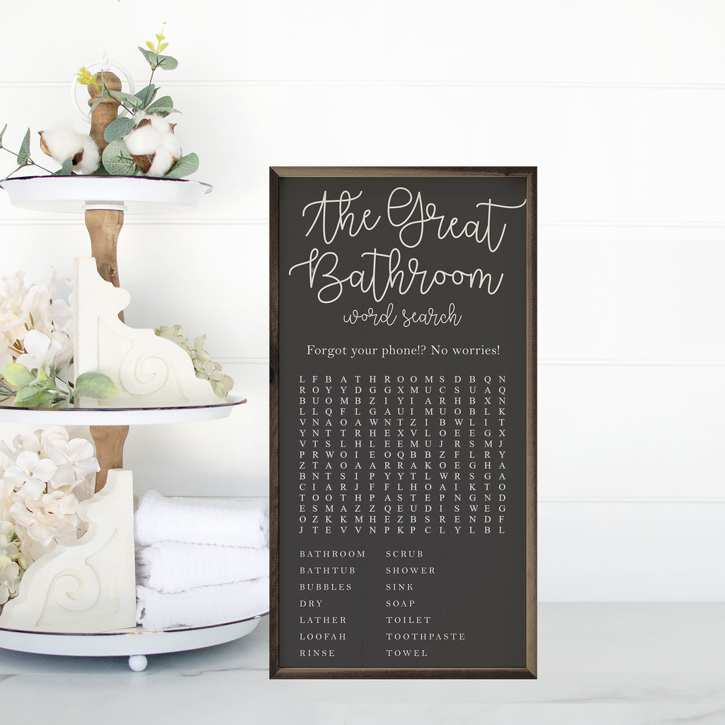 The Great Bathroom Word Search Black 12x24 / Black
