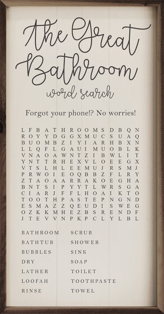 The Great Bathroom Word Search White 12x24 / White