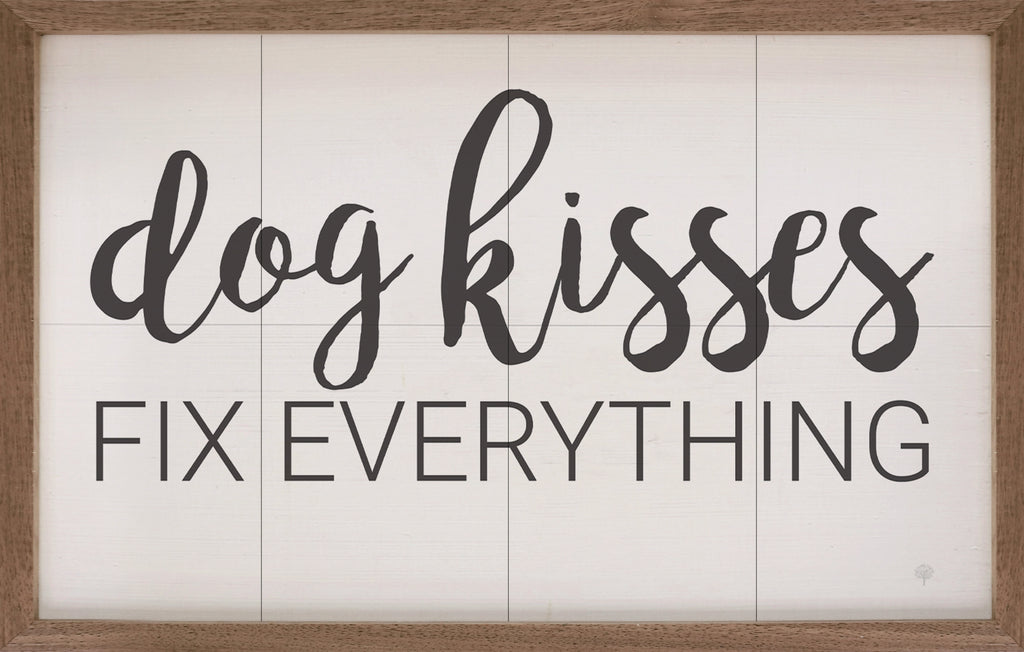 Dog Kisses Fix Everything White 16x10 / White
