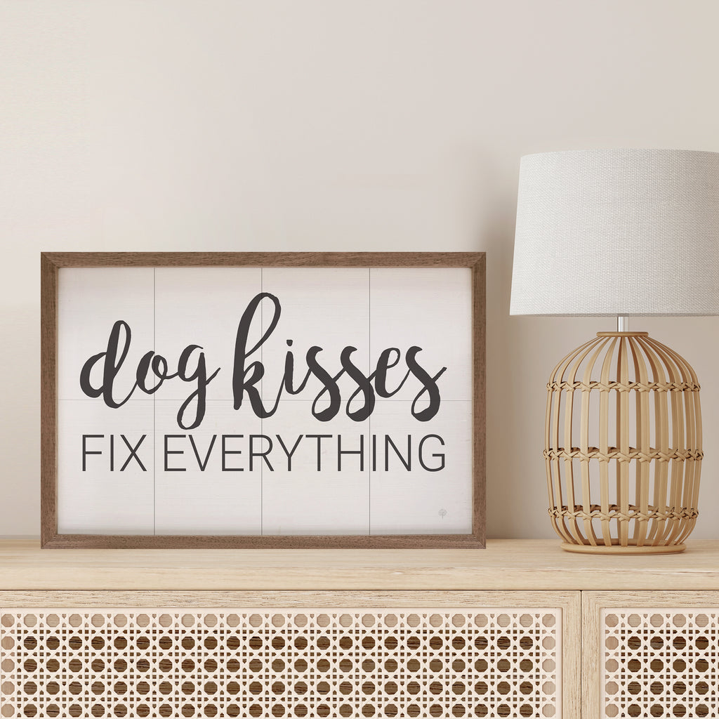 Dog Kisses Fix Everything White 16x10 / White