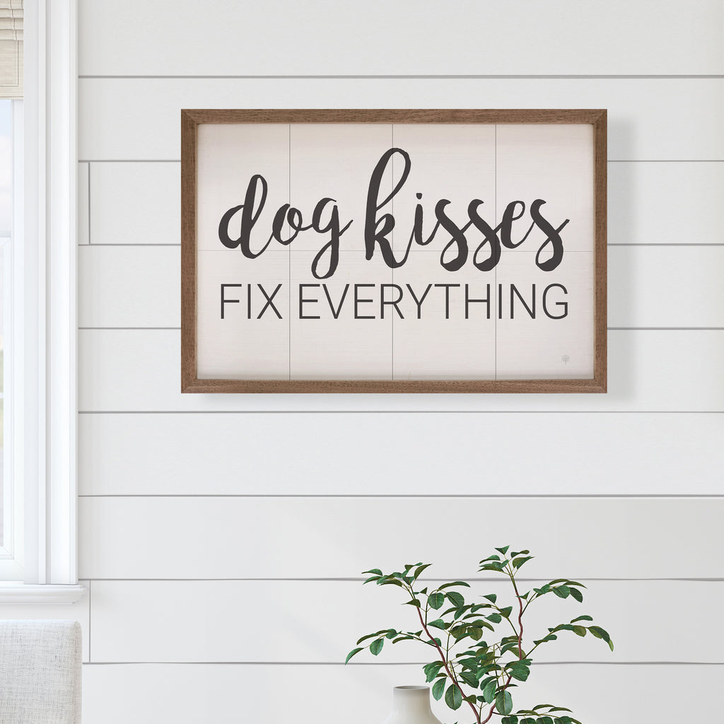 Dog Kisses Fix Everything White 16x10 / White