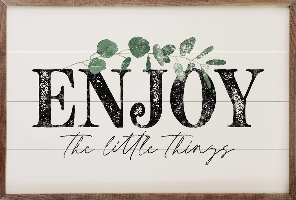 Enjoy The Little Things Greenery White 16x10 / White
