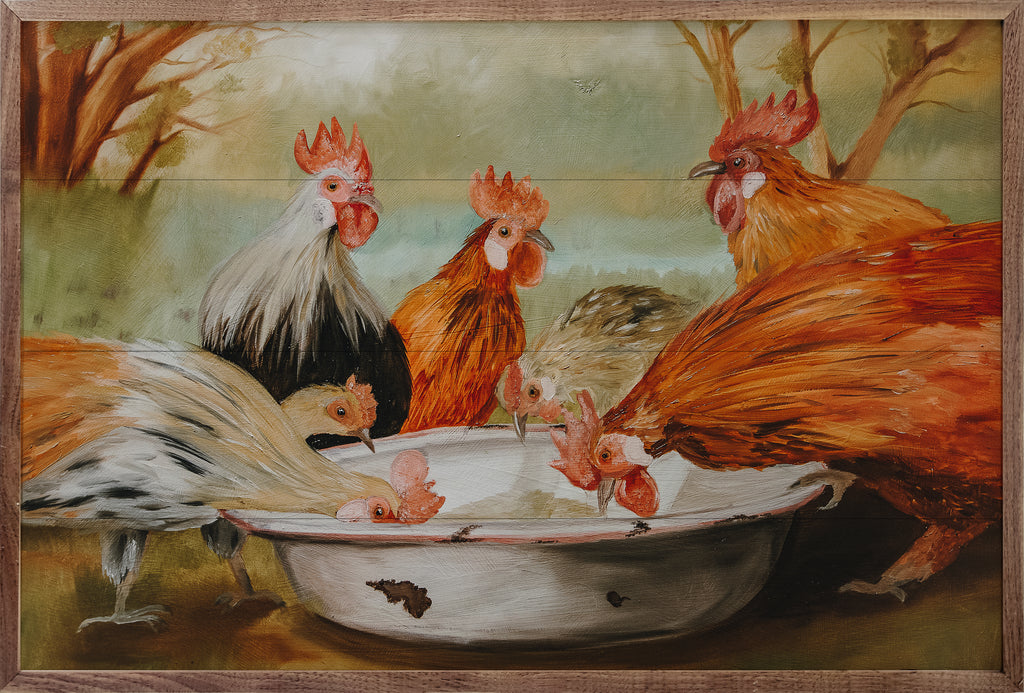 Grandpa's Chickens By Morgan Adams 16x10 / Multi-Color